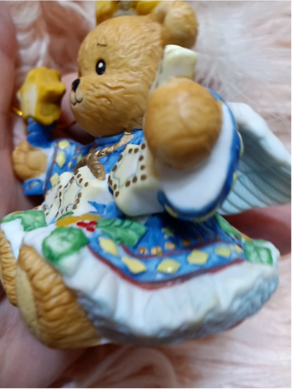 Lucy Rigg Angel Teddy Bear Porcelain FRANCES Chapeau Noelle Hanging Ornament